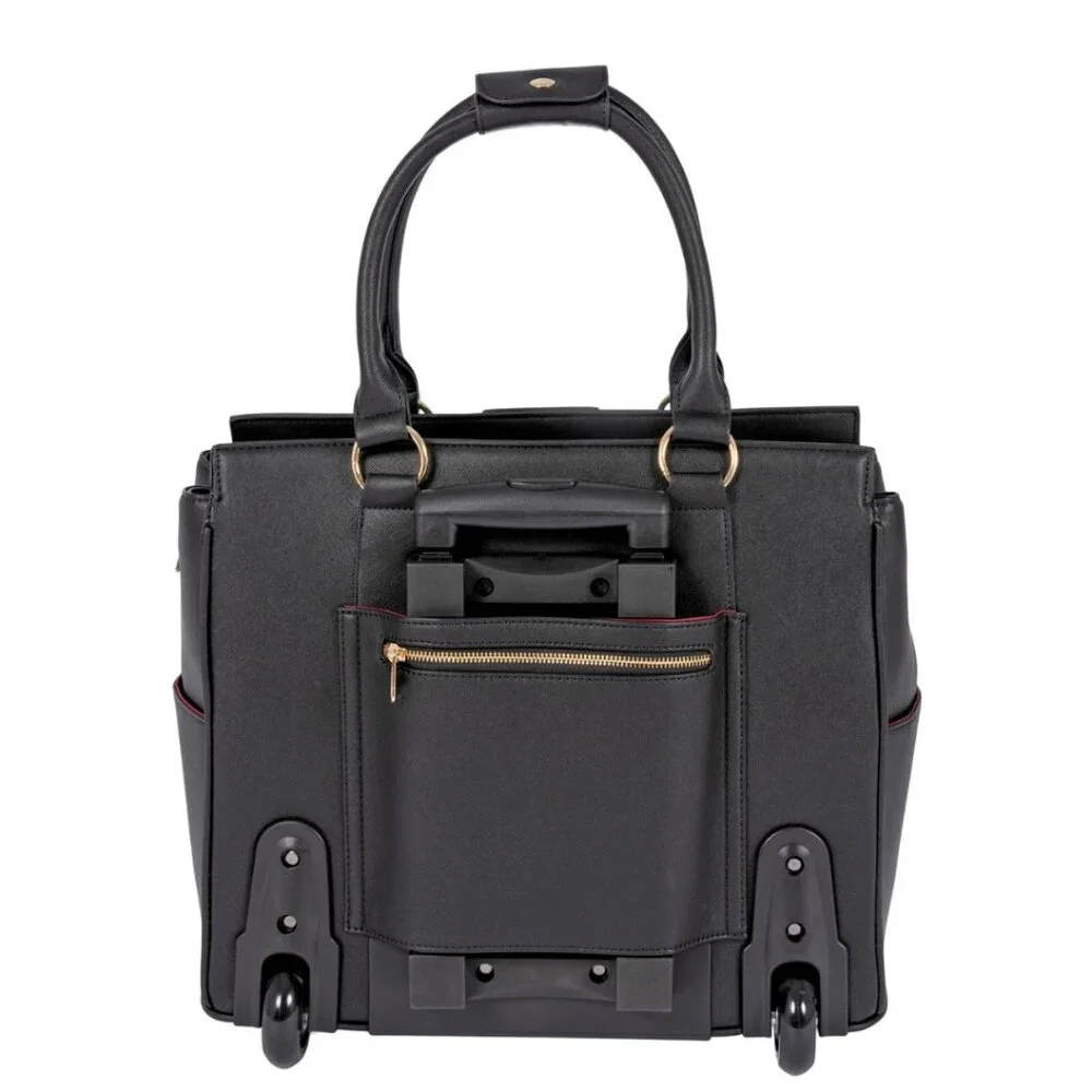 EXECUTIVE Black Rolling Briefcase for Women, Laptop Bag for Women Work Tote